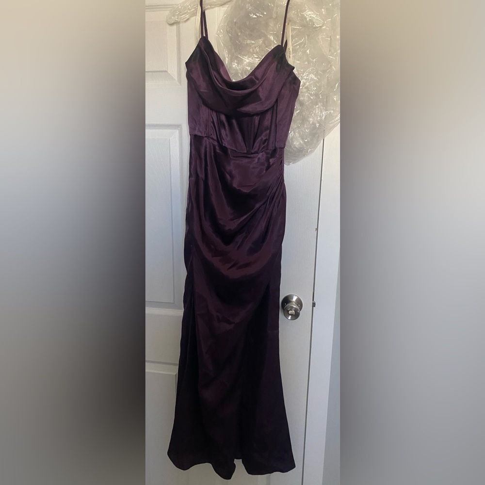 Galina Signature from David’s Bridal Satin Dress in plum
